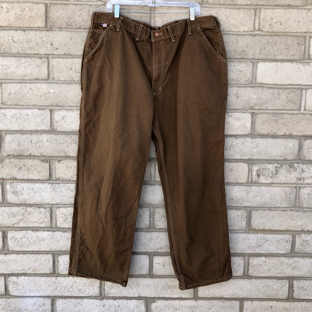 Men's Carhartt FR Flame Resistant Canvas Pants Brown 2112 CAT2 44x30